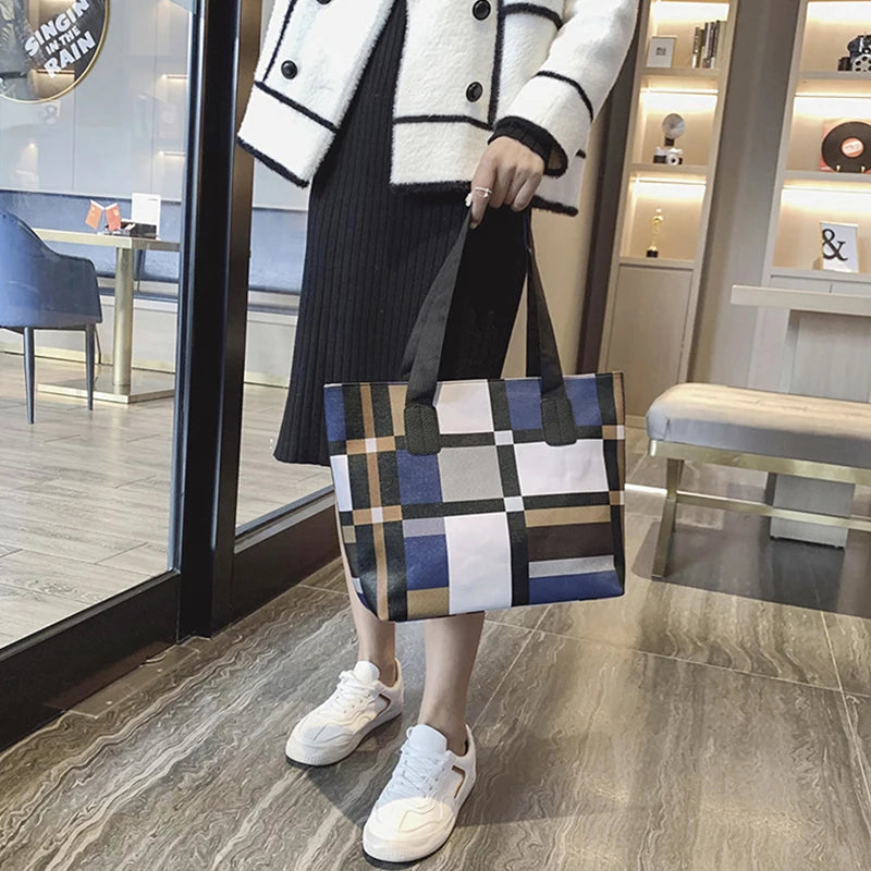 Luxury Fashion Plaid Tote