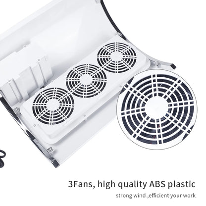 3-Fan Nail Dust Collector - 40W Professional Manicure Vacuum