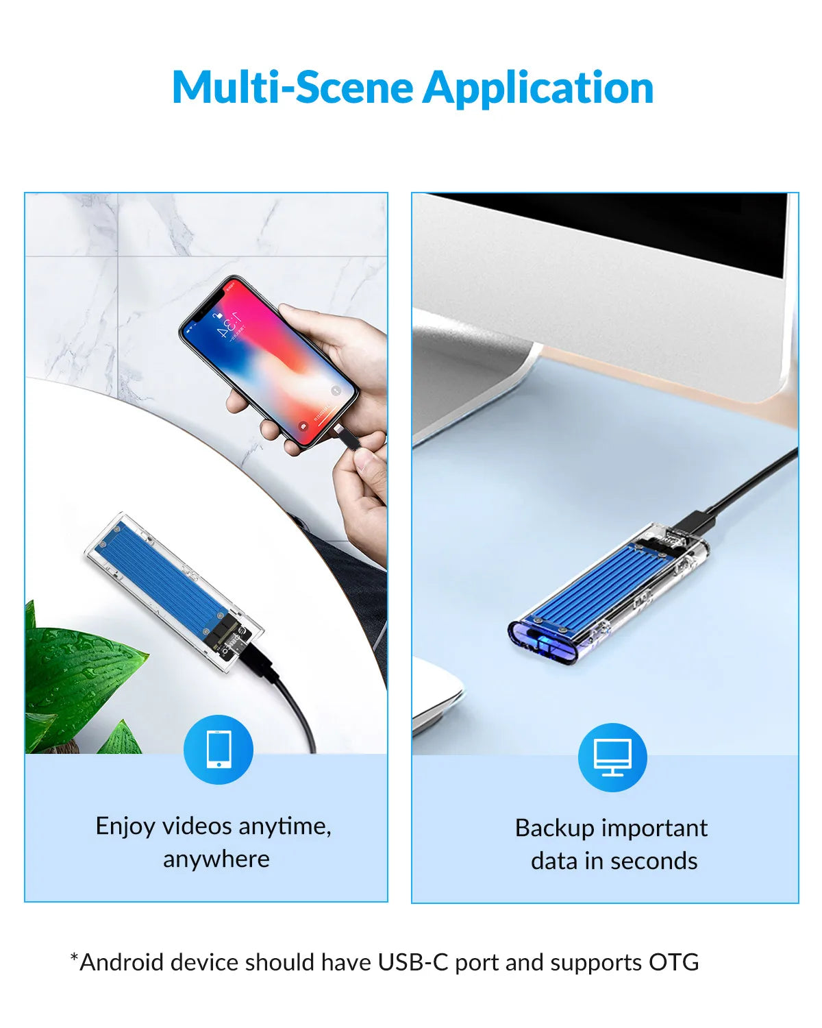 ORICO M.2 NVMe SSD Enclosure USB 3.1 Type-C External Hard Drive Case - 10