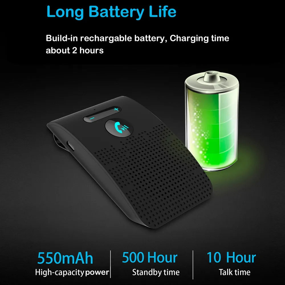 Bluetooth 5.0 Handsfree Car Kit - Wireless Sun Visor Speakerphone with Noise Cancelling - 3