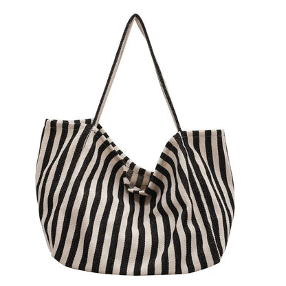 Luxury Striped Canvas Tote Bag