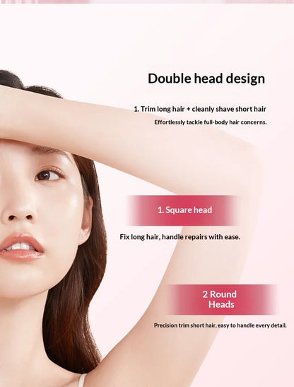 2-in-1 Electric Hair Removal Shaver - Waterproof Painless Trimmer for Face & Body