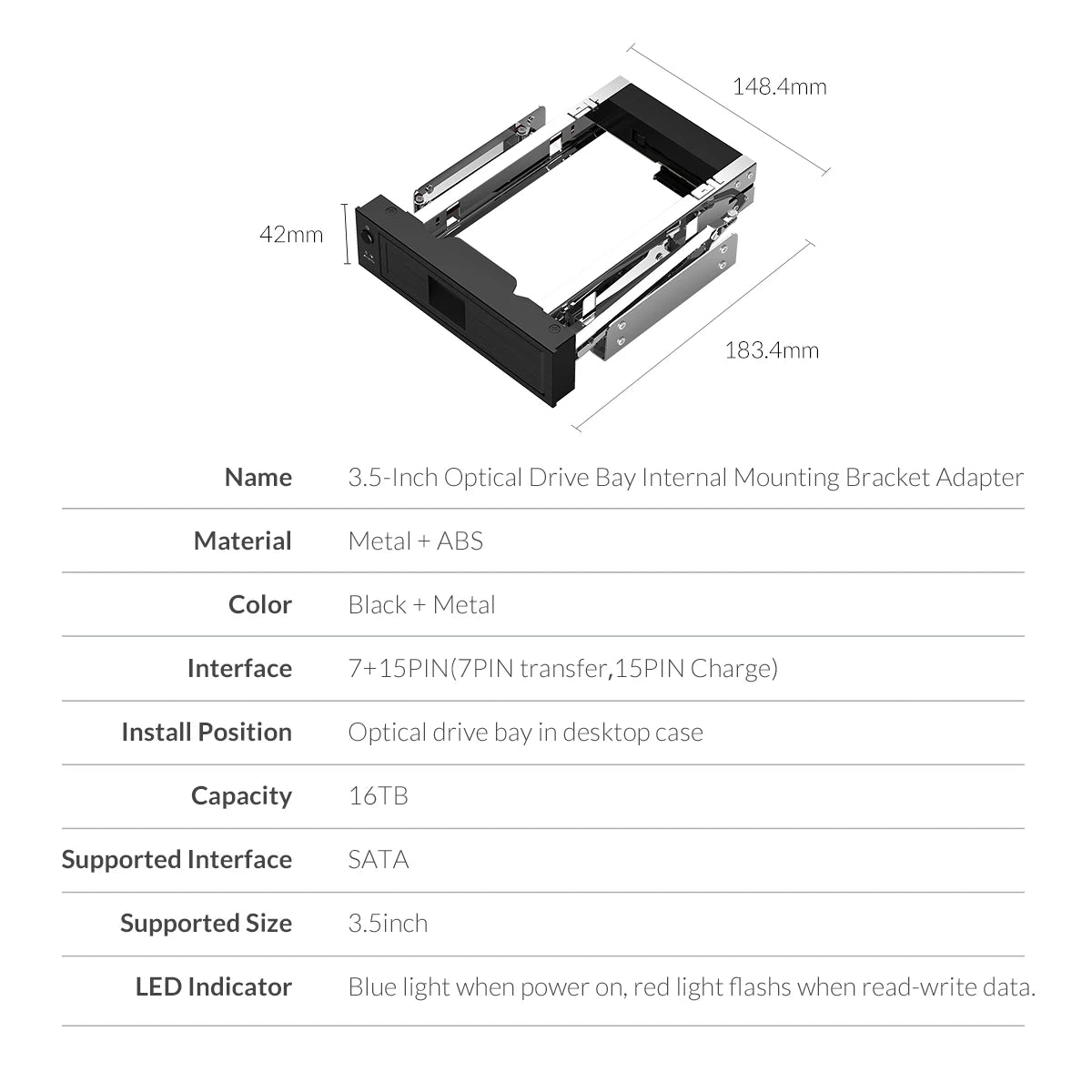 ORICO Internal 3.5" SATA HDD/SSD Mounting Bracket Caddy Tray - 16