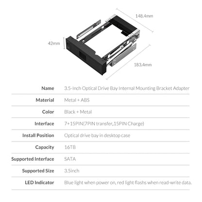 ORICO Internal 3.5" SATA HDD/SSD Mounting Bracket Caddy Tray