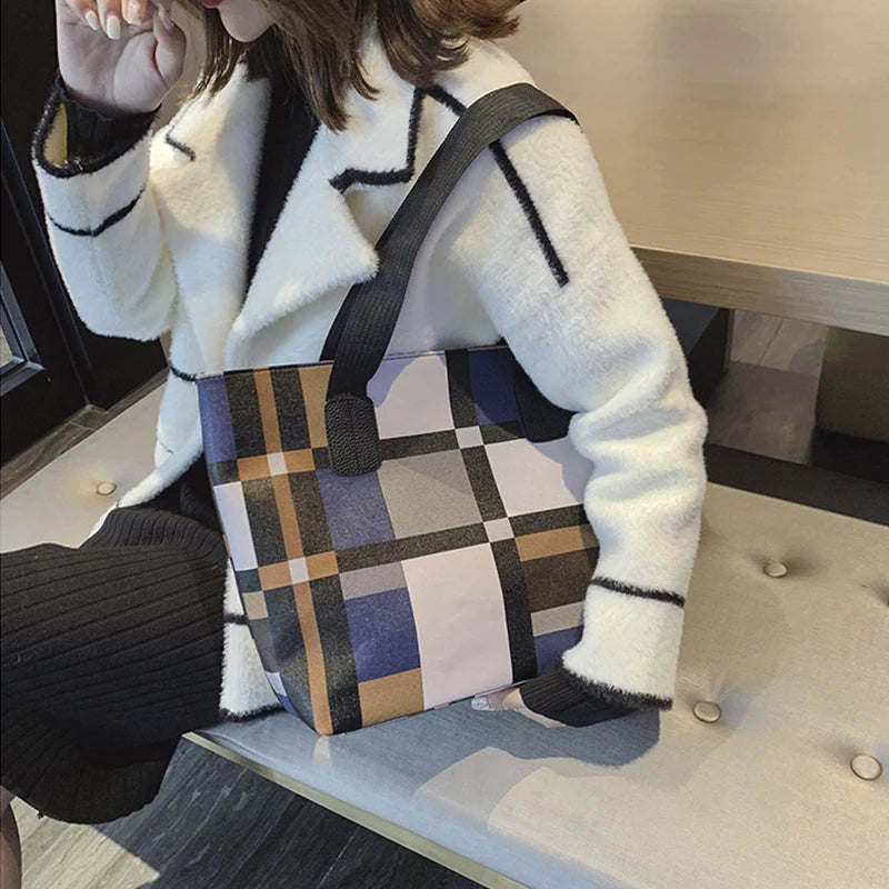 Luxury Fashion Plaid Tote