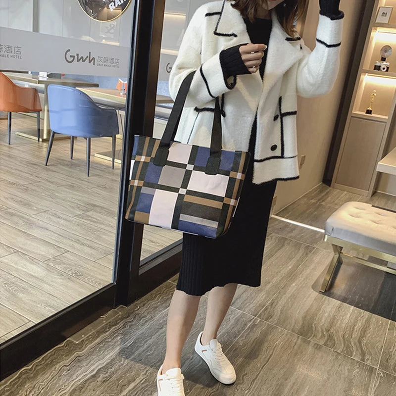 Luxury Fashion Plaid Tote