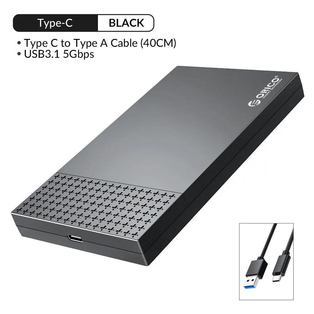 ORICO 2.5" USB-C Hard Drive Enclosure SATA to USB 3.1 SSD/HDD Adapter Case
