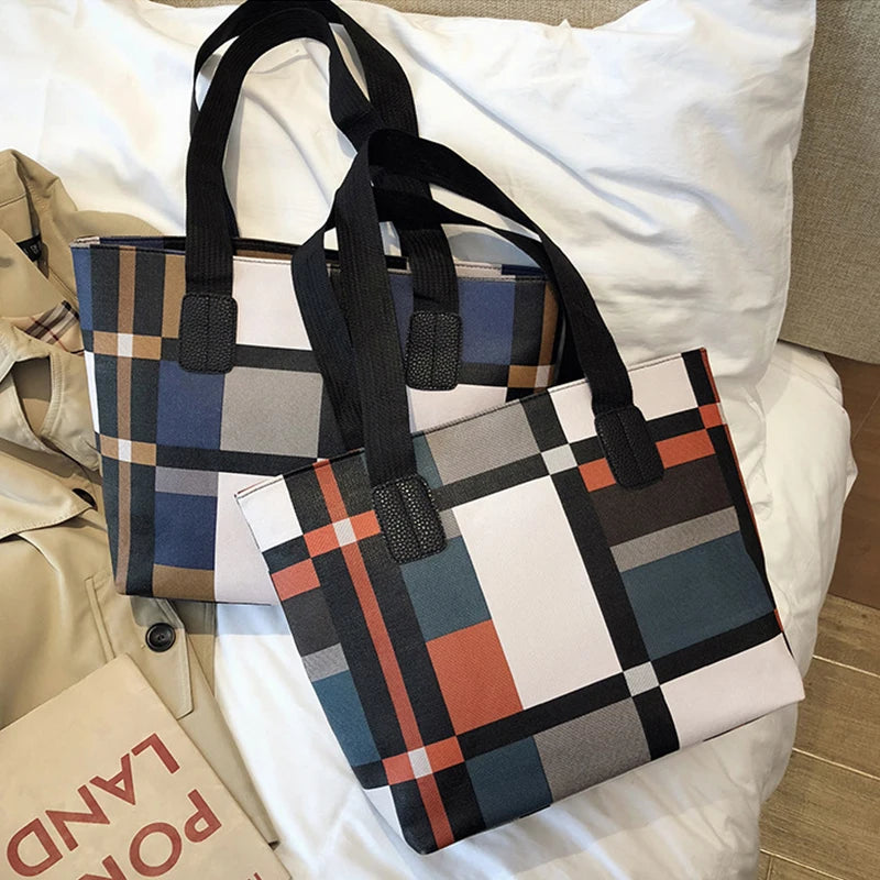 Luxury Fashion Plaid Tote