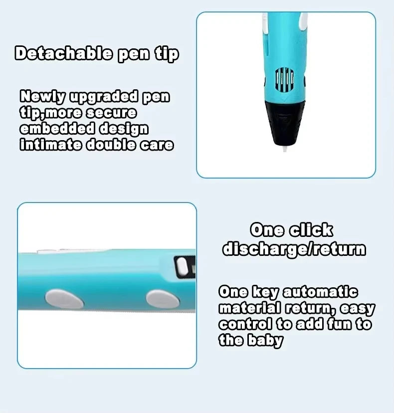3D Printing Pen for Kids - Creative DIY Drawing Tool with LED Display & Temperature Control