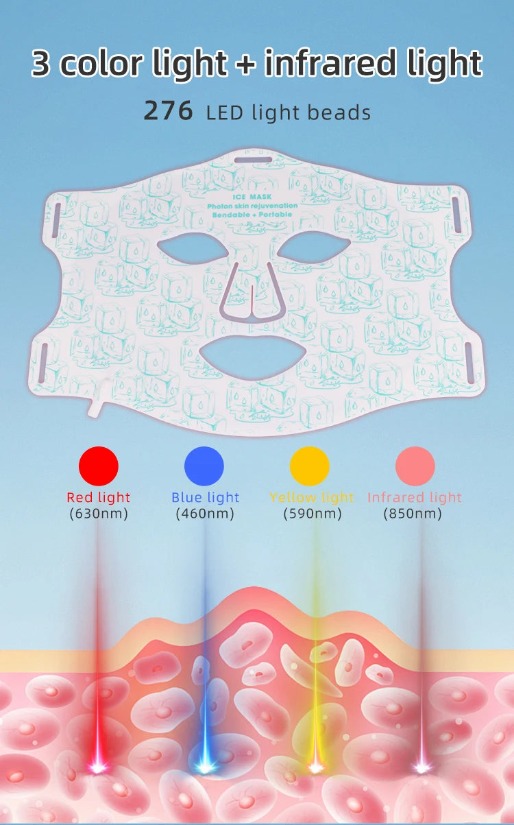 LED Red Light Therapy Face Mask with Cooling Gel Pack for Skin Rejuvenation - 11