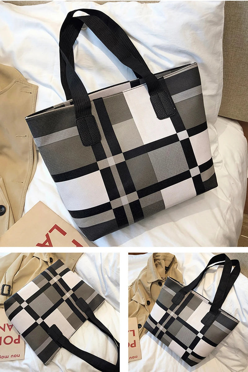 Luxury Fashion Plaid Tote
