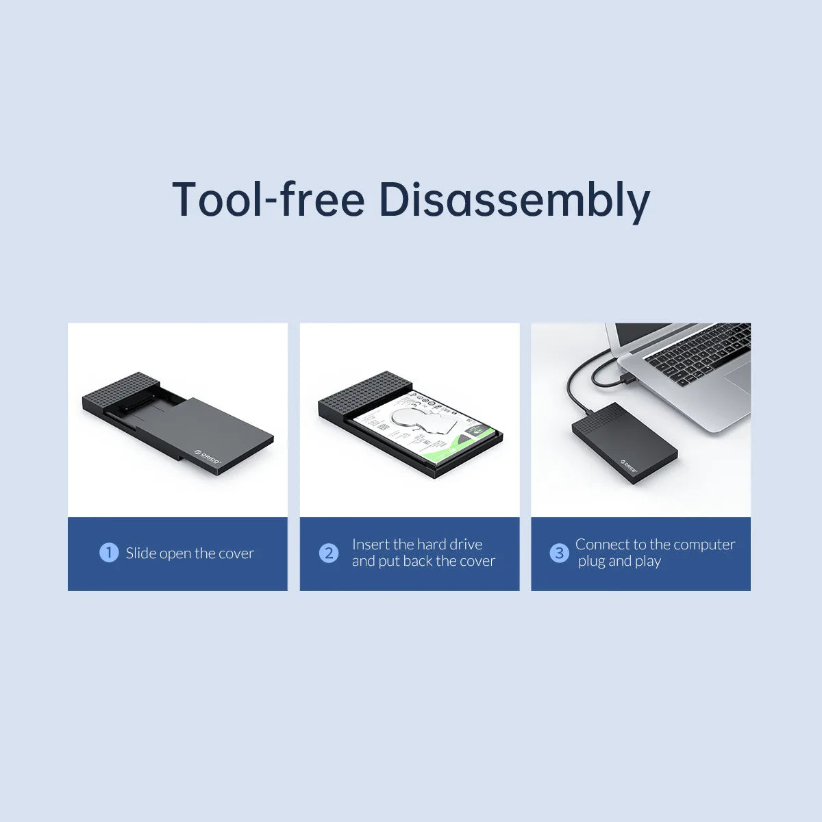 ORICO 2.5" USB-C Hard Drive Enclosure SATA to USB 3.1 SSD/HDD Adapter Case