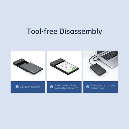 ORICO 2.5" USB-C Hard Drive Enclosure SATA to USB 3.1 SSD/HDD Adapter Case