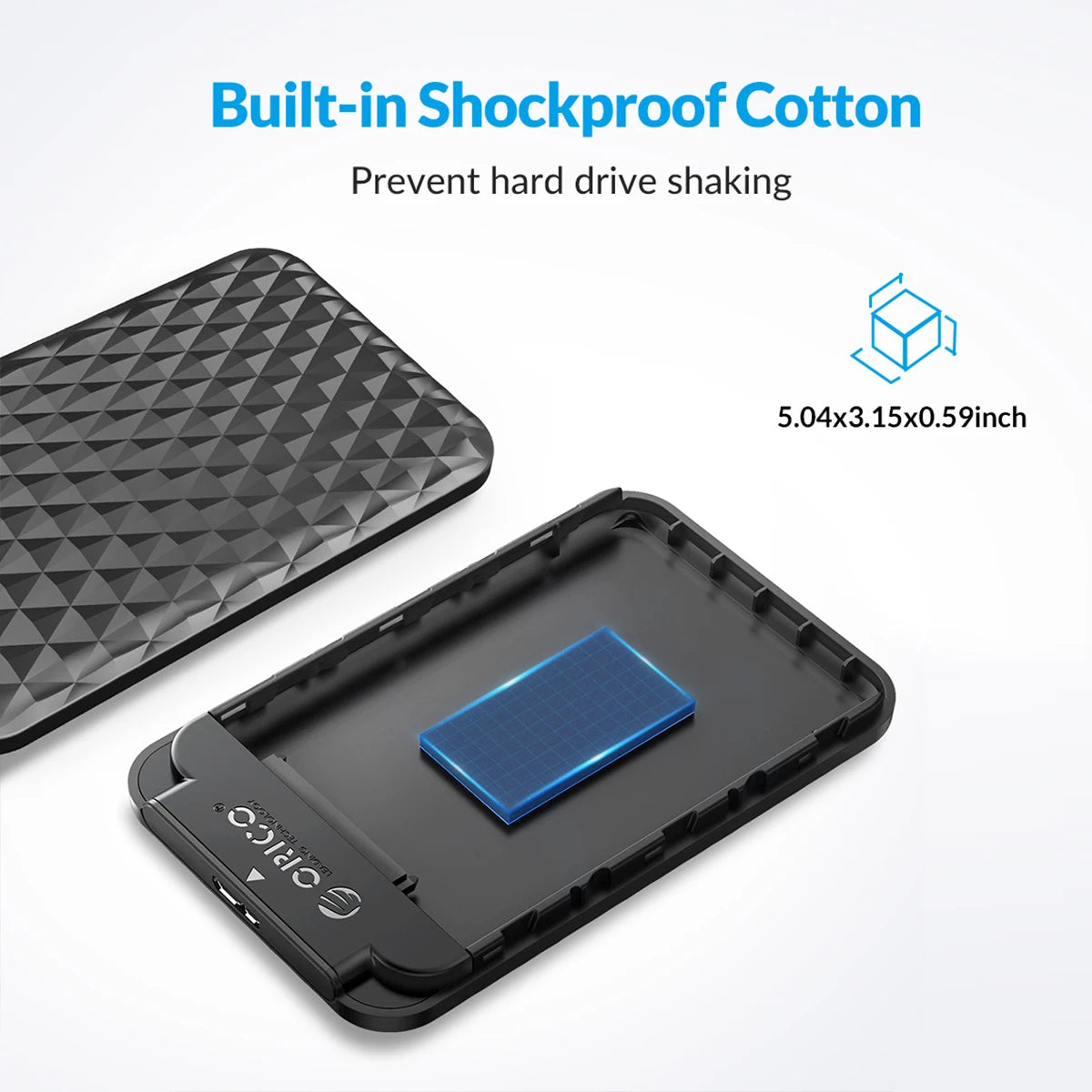 Orico 2.5" USB 3.0 SATA Hard Drive Enclosure - Tool-Free External SSD Case