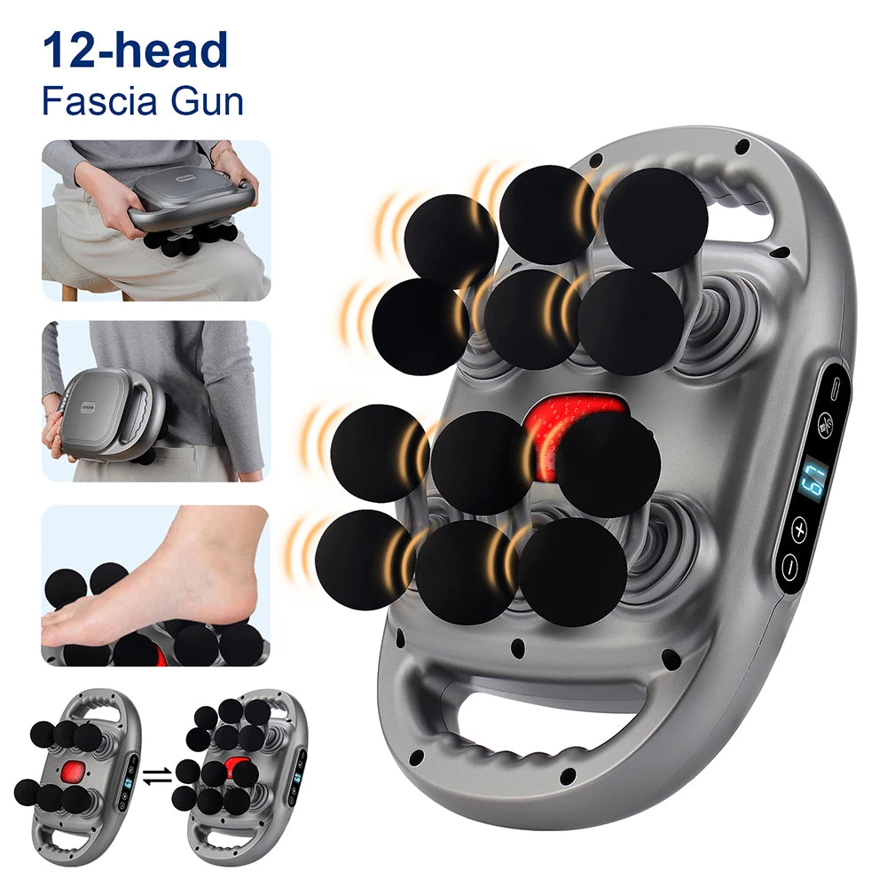 12-Head Deep Tissue Massage Gun for Full Body Relief