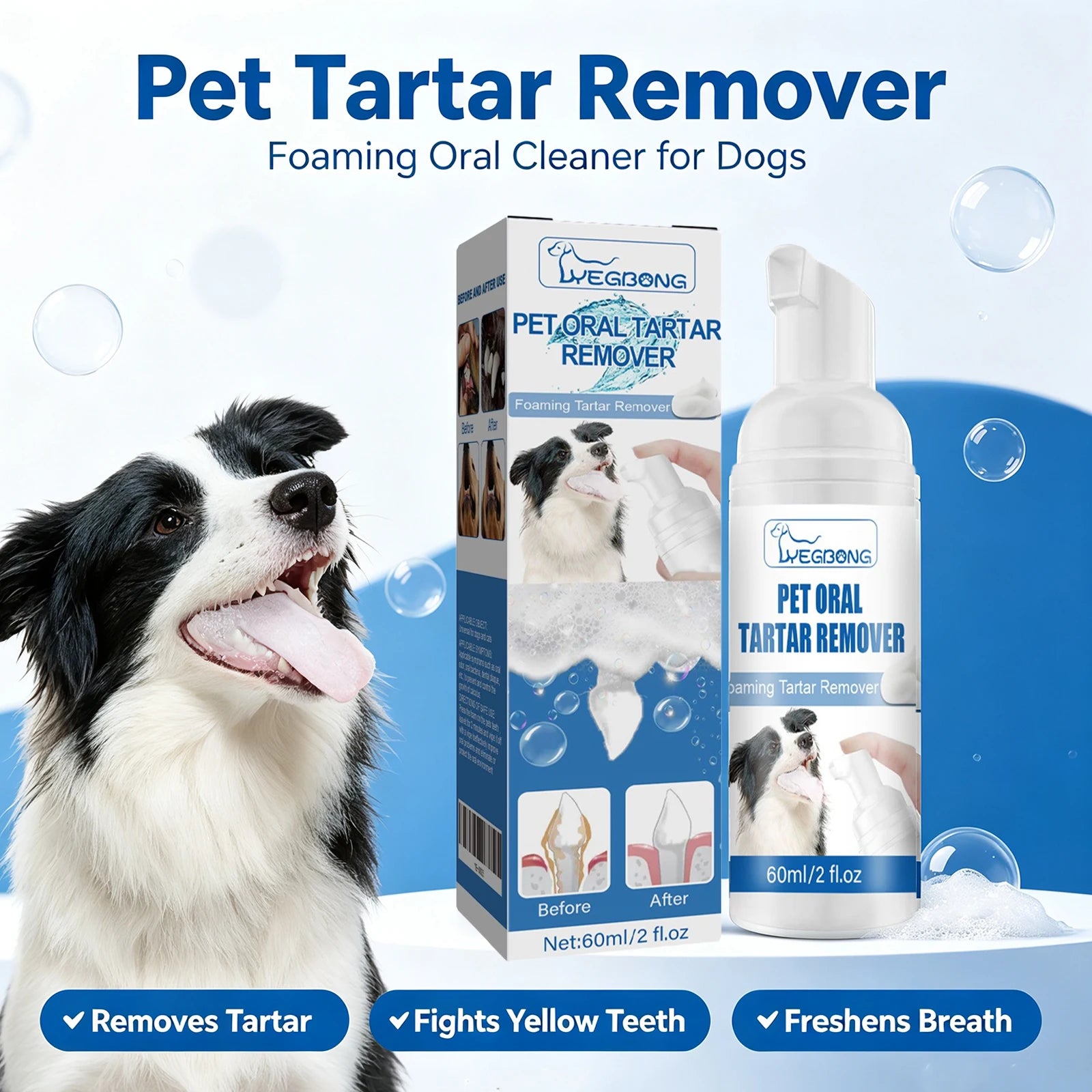 Dog Oral Dental Foam Cleaner - Tartar Plaque Remover & Teeth Whitening - 2