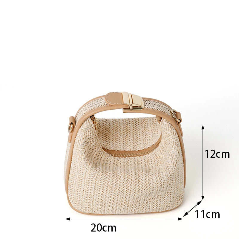 Luxury Woven Straw Bucket Bag