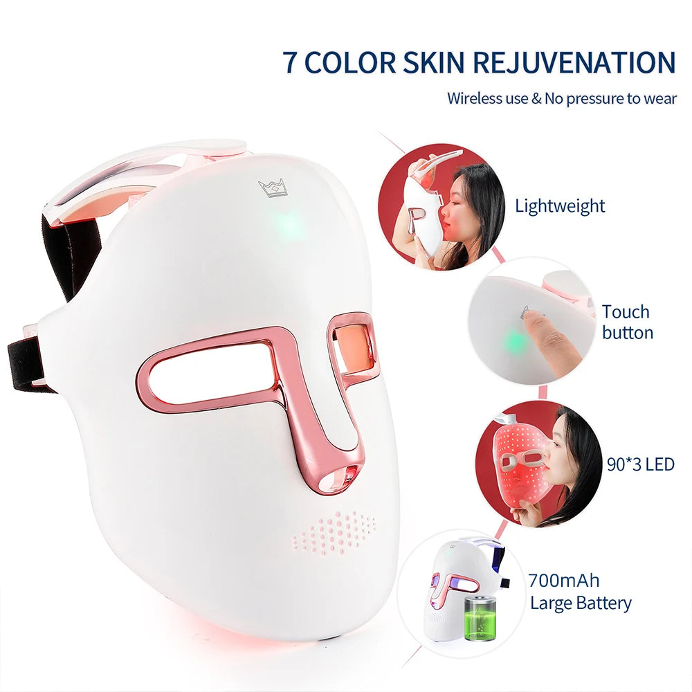7 Color LED Face & Neck Mask - Anti-Aging Light Therapy