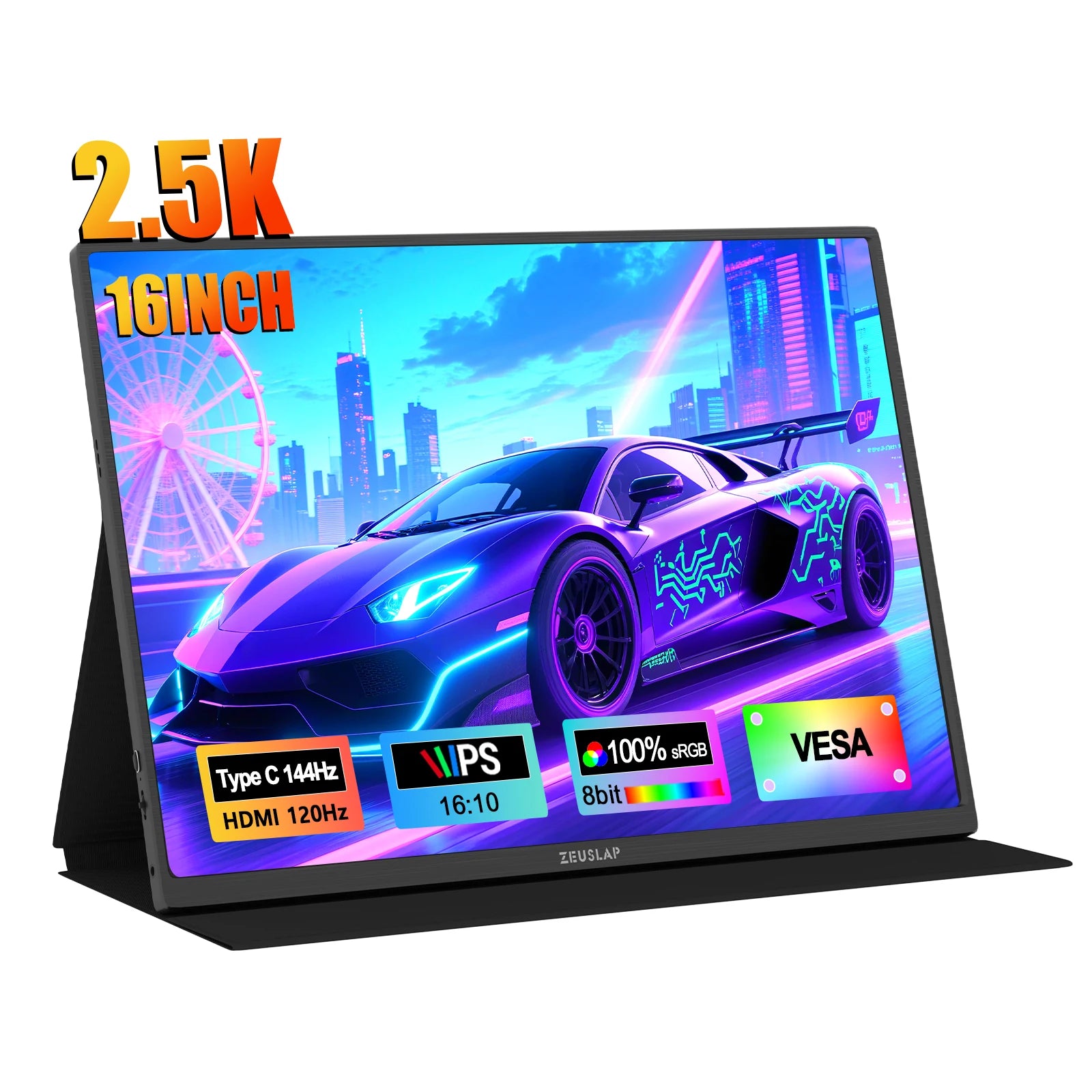 16" 2.5K 144Hz Portable Gaming Monitor - QHD IPS Travel Display for Laptop - 1