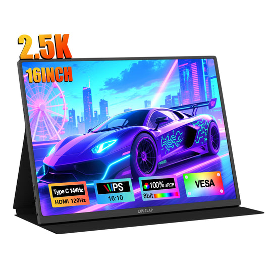16" 2.5K 144Hz Portable Gaming Monitor - QHD IPS Travel Display for Laptop