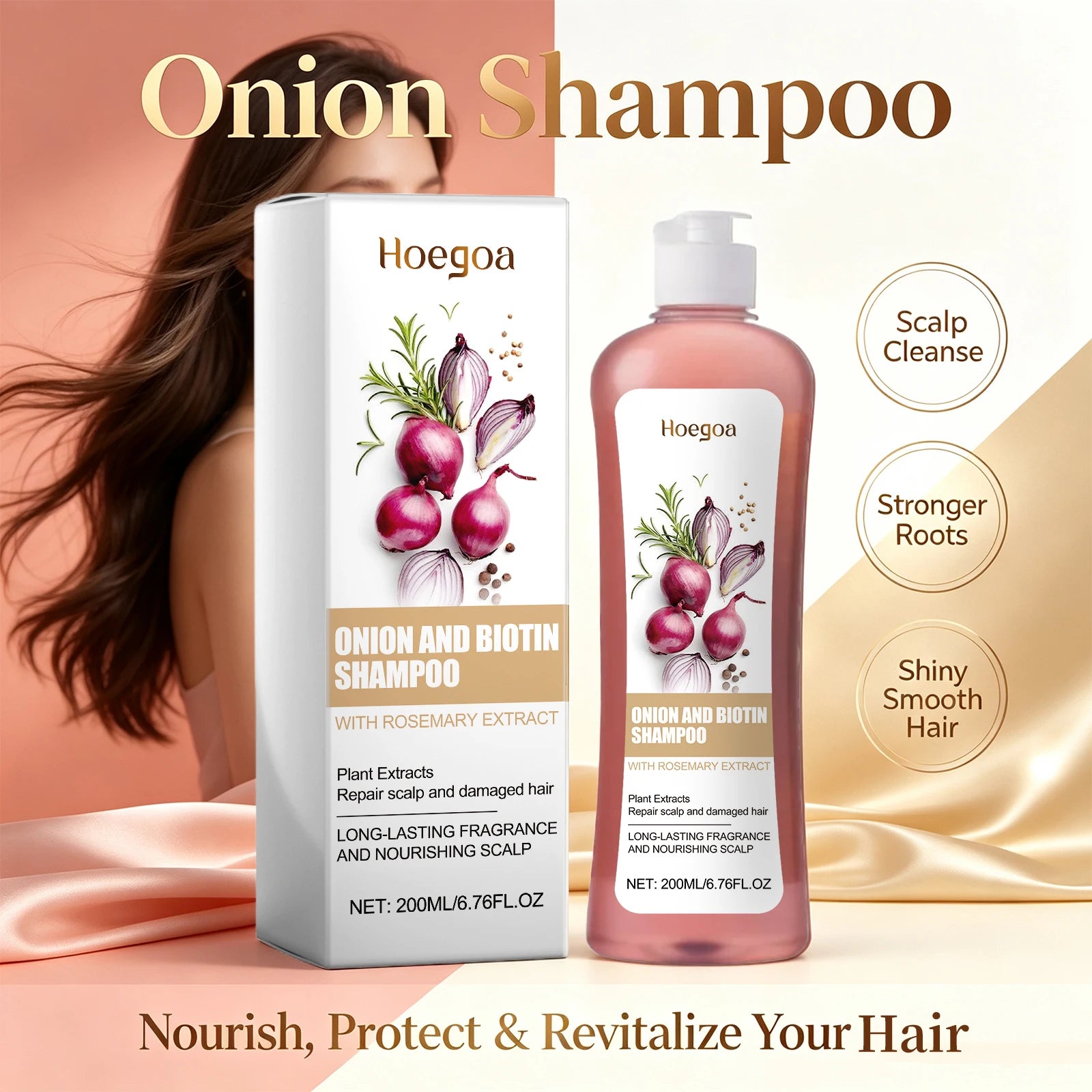 Onion & Biotin Hair Repair Shampoo - Nourishing Scalp & Anti-Dandruff Treatment - 2