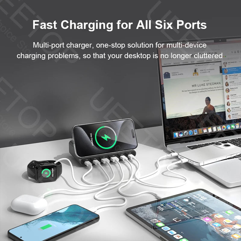 160W GaN Desktop USB Charging Station with 15W Wireless Charger - 4
