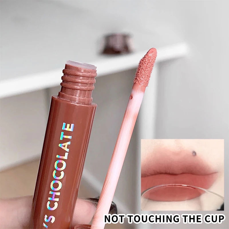5-Piece Chocolate Matte Lip Glaze Set - Long-Lasting Waterproof Lip Tint - 4