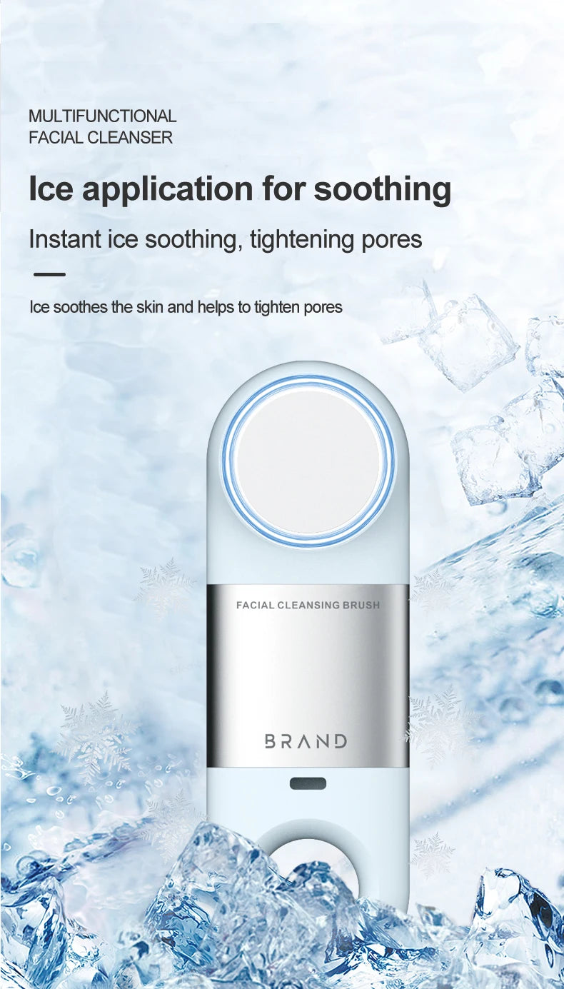 Hot & Cold Sonic Facial Cleansing Brush - Waterproof Silicone Face Massager - 14