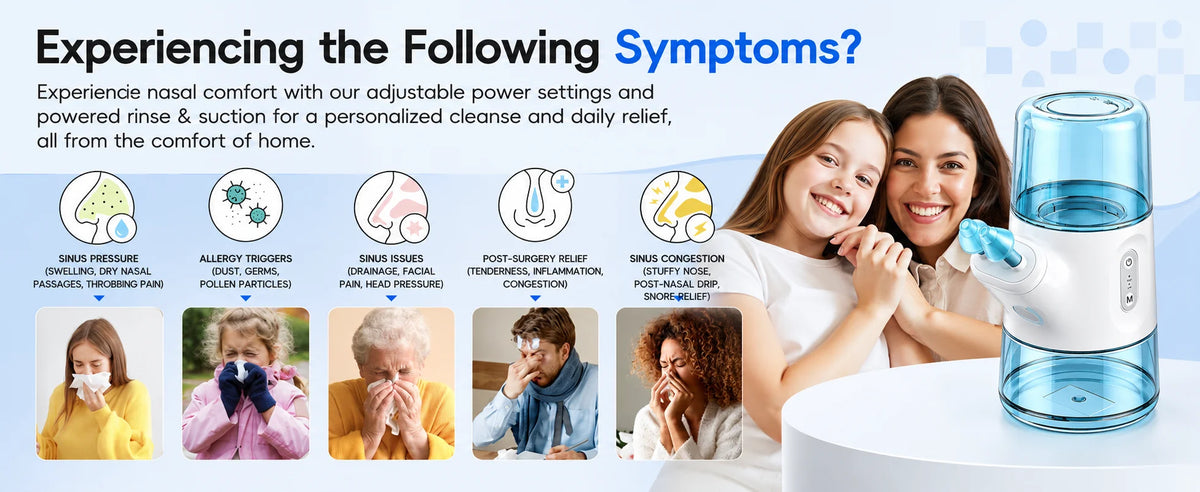 Portable Electric Nasal Irrigator - Rechargeable Sinus Rinse Device