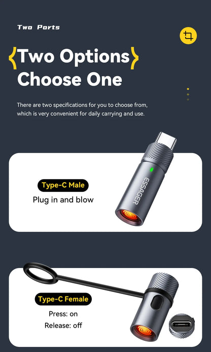 Portable Type-C Flameless Tungsten Electric Lighter – Compact & Safe