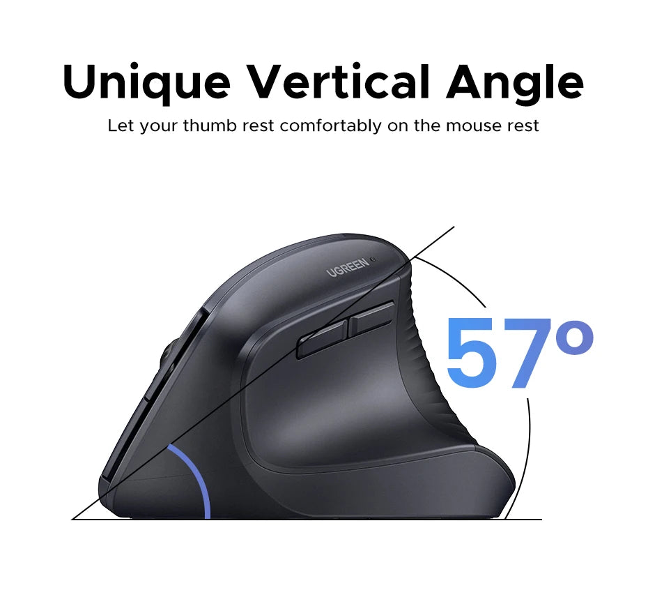 Ergonomic Vertical Wireless Mouse - Bluetooth & 2.4G 4000DPI Silent Mouse - 11