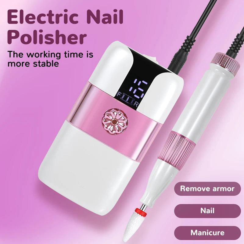 Professional Cordless Electric Nail Drill Kit with 12 Bits & LCD Display - 2