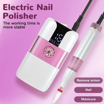 Professional Cordless Electric Nail Drill Kit with 12 Bits & LCD Display