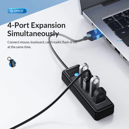 4-Port USB 3.0 Hub High-Speed Data Splitter for PC Laptop Desktop