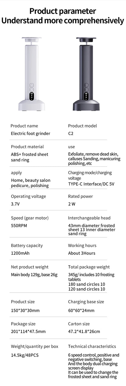 Electric Foot Callus Remover - Professional Cordless Pedicure Tool for Smooth Feet