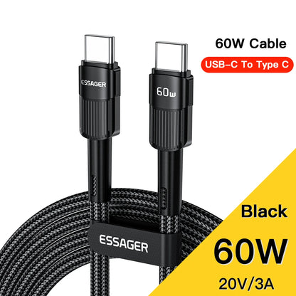 Essager 100W Fast Charging USB-C Cable - High-Speed Data Sync & Power
