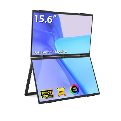 15.6" Dual Portable Laptop Monitor - 1080P FHD Stacked Screen Extender
