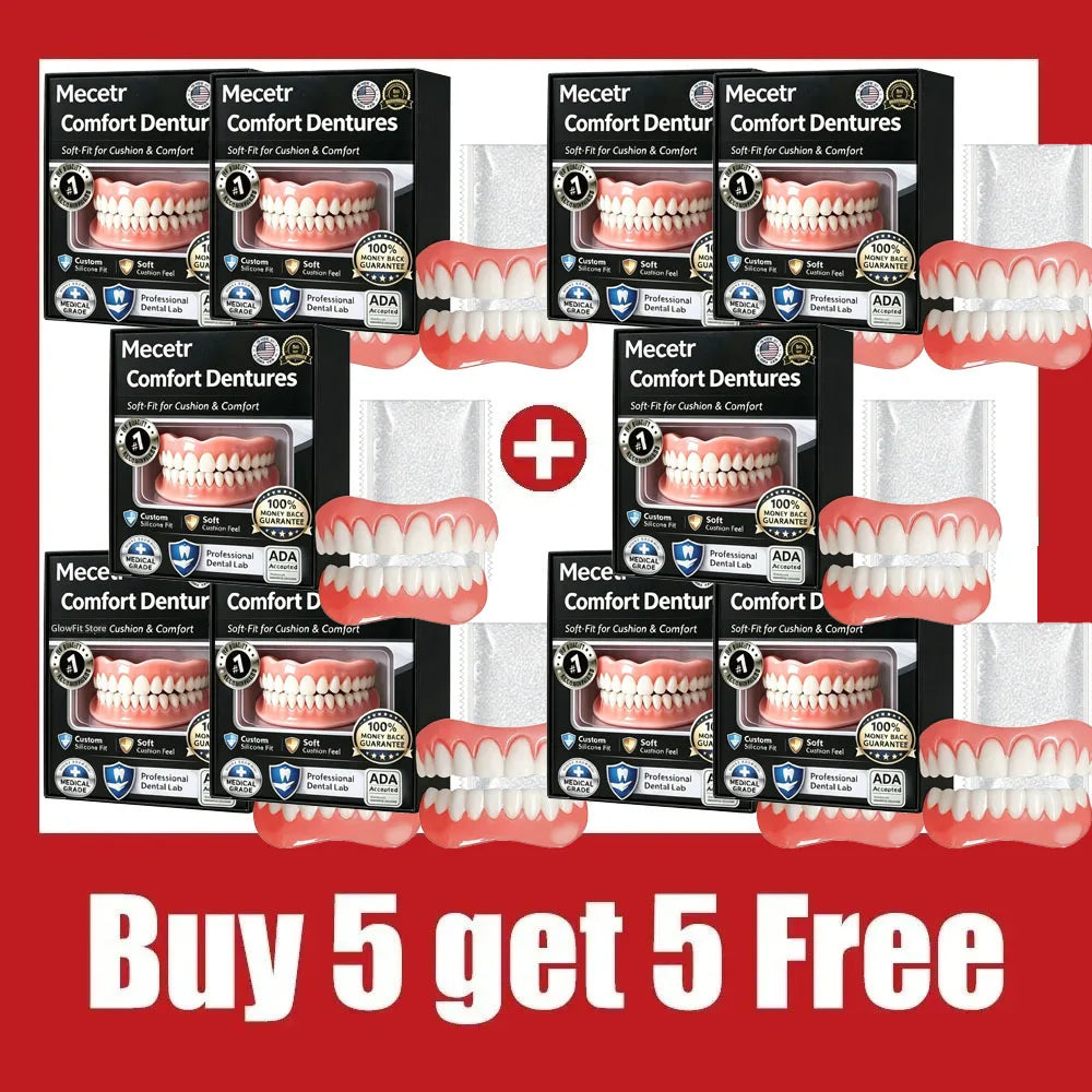 Adjustable Silicone Dentures Set – Natural Comfort Fit Upper & Lower Teeth - 11