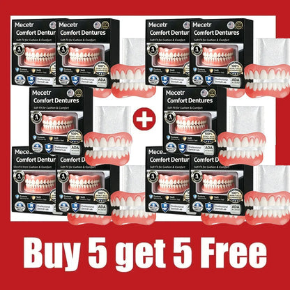 Adjustable Silicone Dentures Set – Natural Comfort Fit Upper & Lower Teeth