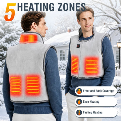 Electric Heated Warming Vest with 5 Heating Zones & 3 Temperature Levels