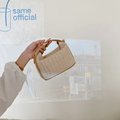 Luxury Woven Straw Bucket Bag