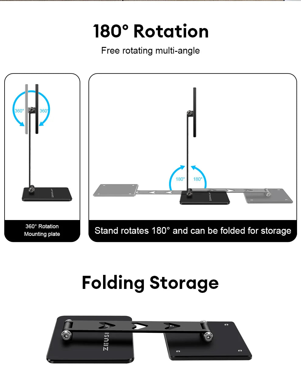 Rotating VESA Monitor Stand - Adjustable Portable Desk Mount Holder - 11