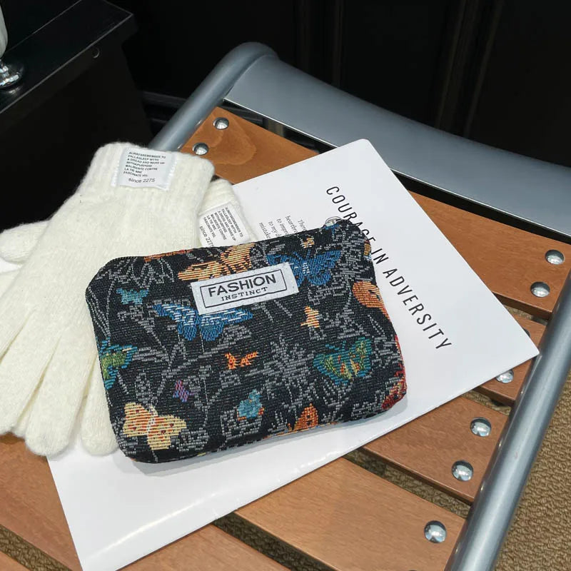 Luxury Retro Floral Canvas Clutch