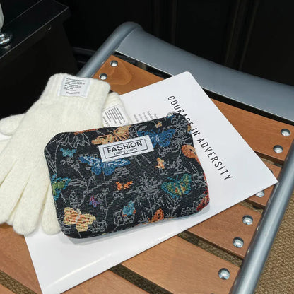 Luxury Retro Floral Canvas Clutch