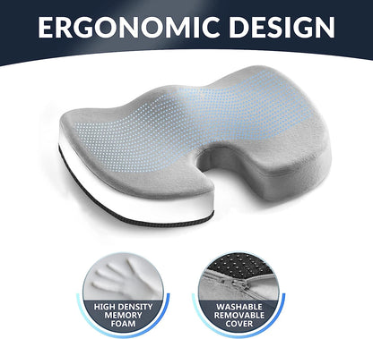 Ergonomic Gel Memory Foam Seat Cushion for Office Chair and Car