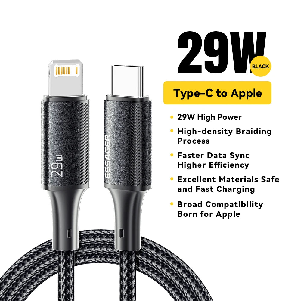 29W PD Fast Charging USB-C to Lightning Cable for iPhone & iPad - 27