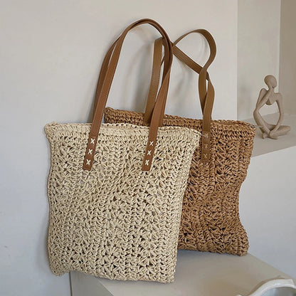 Luxury Bohemian Straw Beach Tote