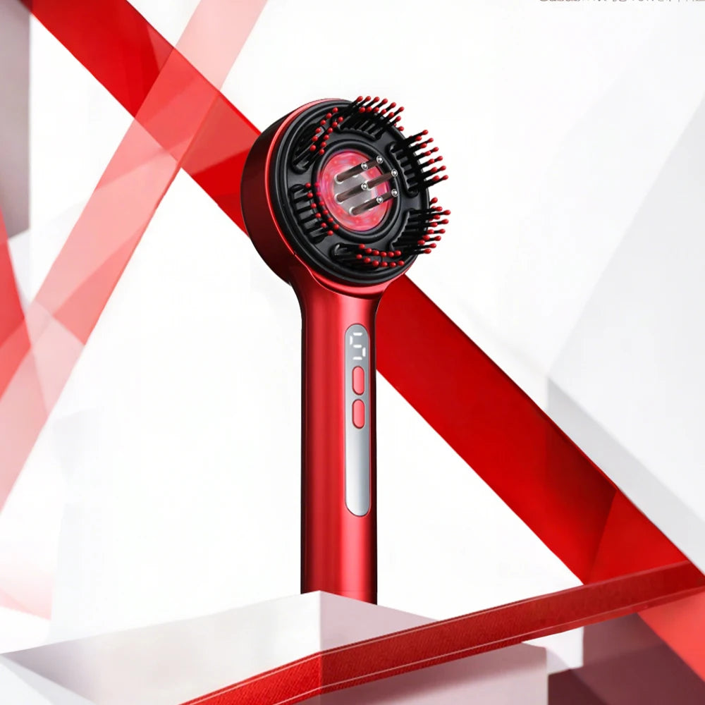 Portable Electric Scalp Massager Comb with Red Light & Essential Oil Applicator