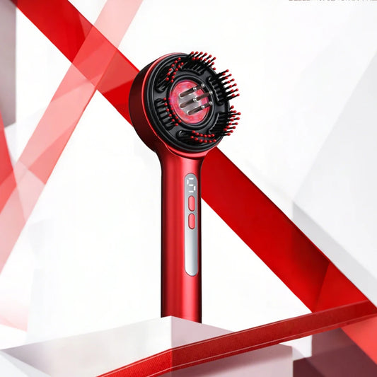 Portable Electric Scalp Massager Comb with Red Light & Essential Oil Applicator