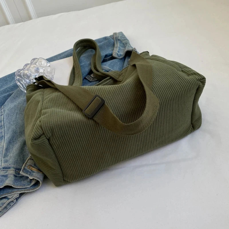 Striped Corduroy Tote